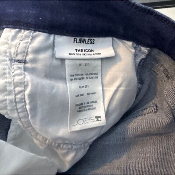 Joes Jeans The Icon Flawless Mid Rise Skinny Ankle Jeans Womens Size 25 Blue Den - Picture 5 of 5